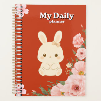 Planificateur quotidien floral de lapin mignon | A