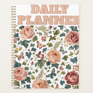 Planificateur quotidien floral et papillon vintage