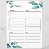 Planificateur quotidien Modèle imprimable (Devant)