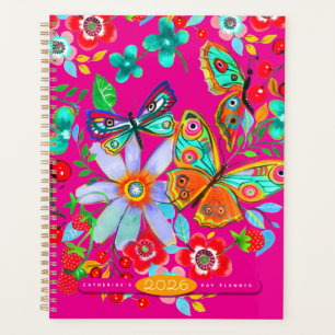Planificateur quotidien papillon floral bohème 202