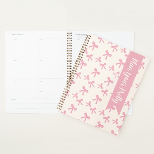Planificateur quotidien Pink Bow Dreams (Devant avec enveloppe)