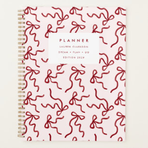 Planificateur Rose Coquette Ruban Rouge