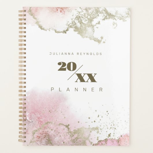 Planificateur rose et or Abstrait 2024 (Devant)