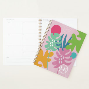 Planificateur rose moderne floral tropical nature
