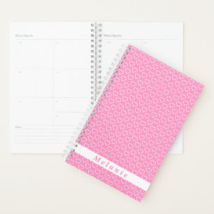 Planificateur rose personnalisé avec votre nom et