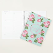 Planificateur Sarcelle Tendance Rétro Fleurs Shabb (Devant avec enveloppe)