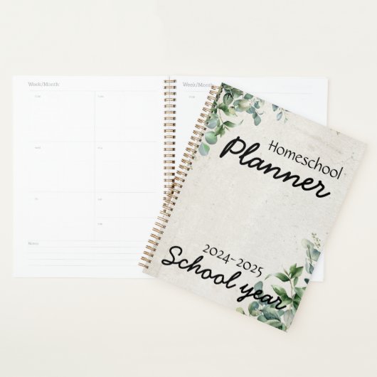 Planificateur scolaire feuille Eucalyptus (Devant avec enveloppe)