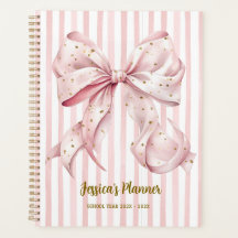 Planificateur Scolaire Ruban Confetti Or Rose Élég