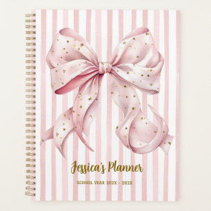 Planificateur Scolaire Ruban Confetti Or Rose Élég