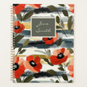 Planificateur Spirale Fleurs de Pavot Rouges Moder (Devant)