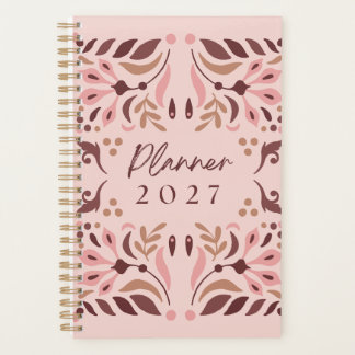 Planificateur Spirale Floral Boho Folk Art Rose 20