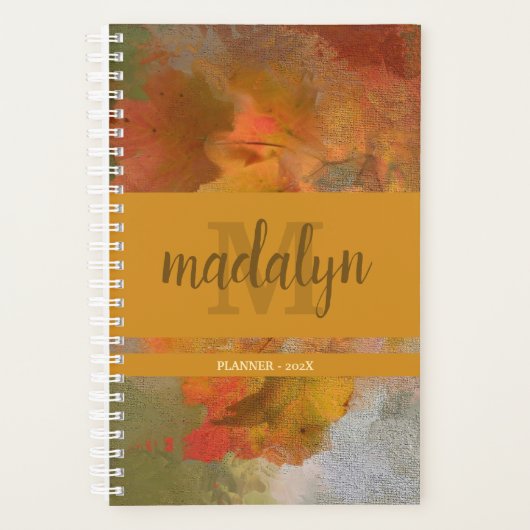 Planificateur stylé d'automne avec monogramme (Devant)