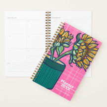 Planificateur Tournesol Jaune à Carreaux Rose Vibr