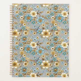 Planificateur turquoise et crème Floral Chiyogami