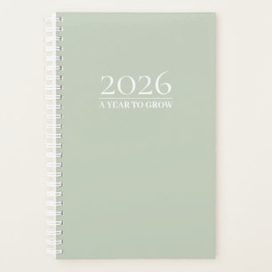 Planificateur Vert Sauge 2026   Titre et Initiales
