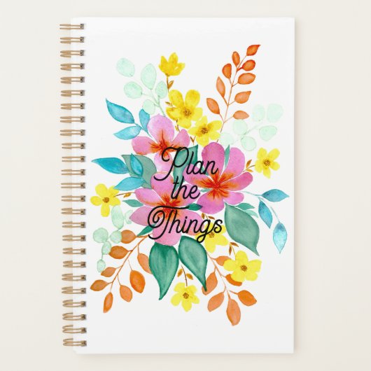 "Planifier les choses" Aquarelle Floral Planner (Devant)