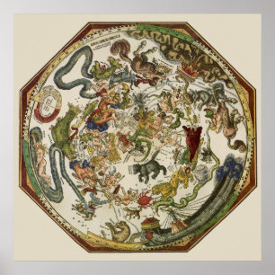  Planisfeer hemelkaart door Peter Apian Poster