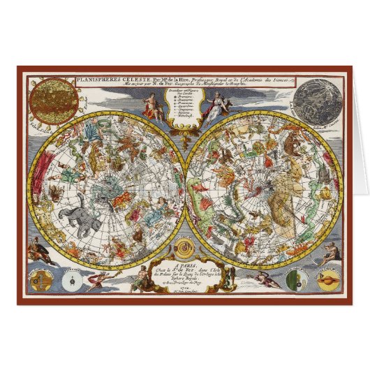 Planisfeer sterrenkaart van Nicholas de Fer (Voorkant Horizontaal)