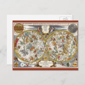 Planisfeer sterrenkaart van Nicholas de Fer Briefkaart (Voorkant / Achterkant)