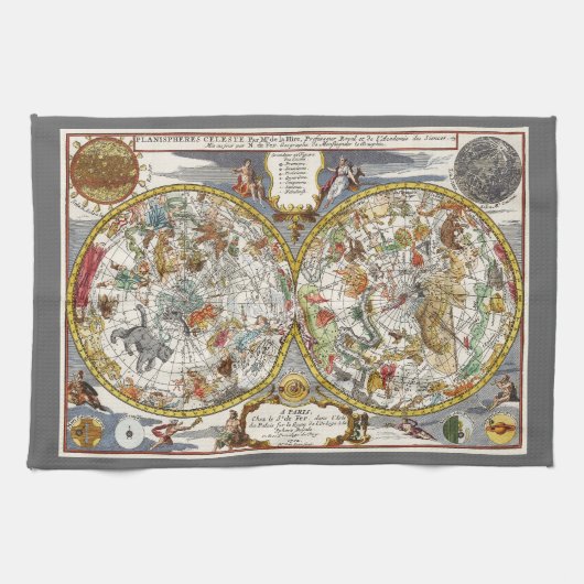  Planisfeer sterrenkaart van Nicholas de Fer Theedoek (Horizontaal)