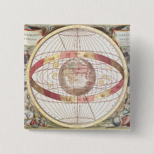 Planisphere uit 'Atlas Coelestis' Vierkante Button 5,1 Cm