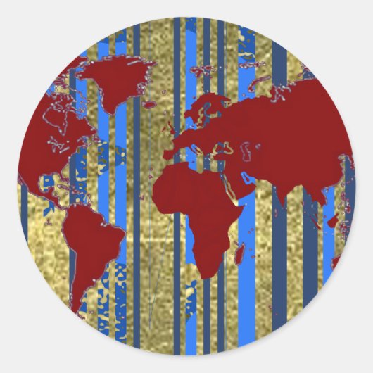 Planisphere Wereldkaart Ronde Sticker (Voorkant)