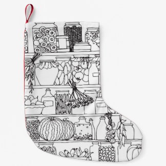  planken met blikjes: schets. kleine kerstsok