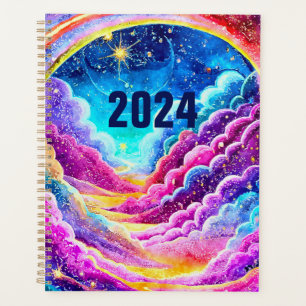 PLANNER 2024 COLORÉ CUTE ABSTRAIT GALAXY DESIGN