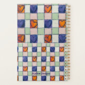 Planner blauw sinaasappel groen hart gingham (Achterkant)