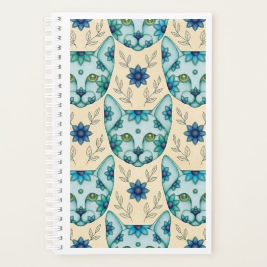 PLANNER CHATS BLEUS avec FLEURS (Devant)