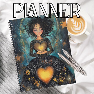 Planner Coeur Noir et Or Enchanted