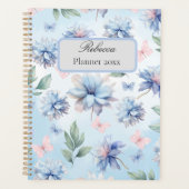 Planner de fleurs bleues et papillons roses (Devant)
