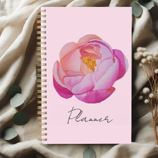 Planner fleur pivoine rose aquarelle
