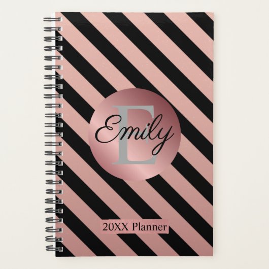 Planner Gold Stripe 20XX noir et Rose (Devant)
