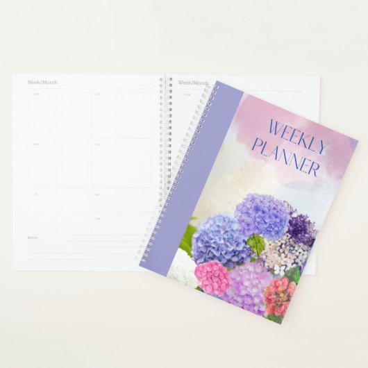 PLANNER HEBDOMADAIRE DES FLEURS D'HYDRANGÉE (Devant avec enveloppe)