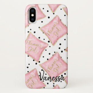 Planner Meisje Roze Goud Kussen Stippen Persoonlij iPhone X Hoesje
