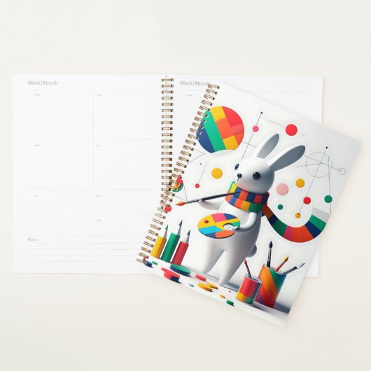 Planner met een charmant wit konijn (Display)