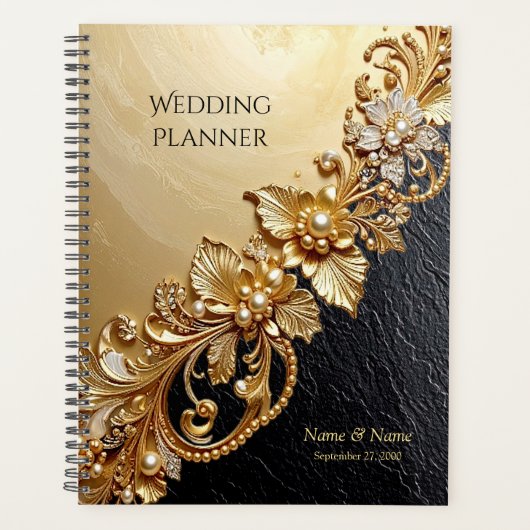 Planner met gouden bloemversieringen (Voorkant)