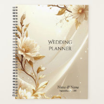 Planner met witte en gouden bloemen