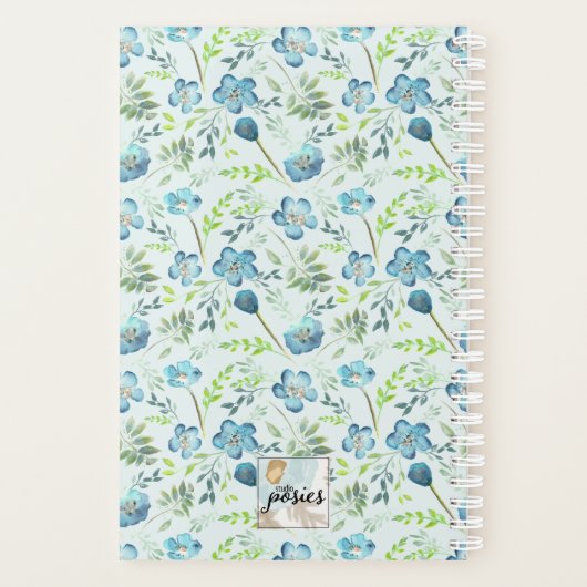Planner Monogram Blauw Groen Bloempatroon (Achterkant)