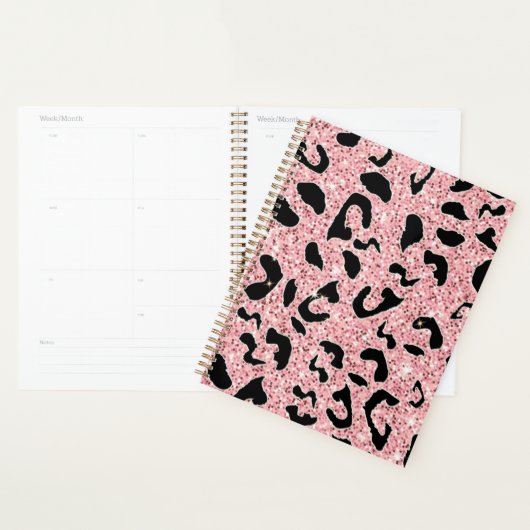 PLANNER parties scintillant PINK LEOPARD (Devant avec enveloppe)