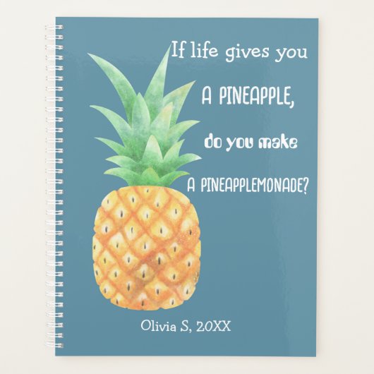 Planner personnalisé minimaliste en ananas doré (Devant)