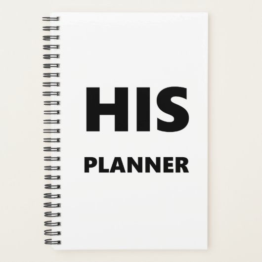 Planner Pour Hommes Son Planneur Blanc Police Noir (Devant)