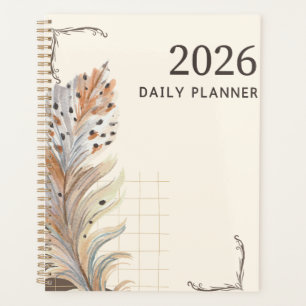 "Planner quotidien 2026" Plume terreuse & Grille