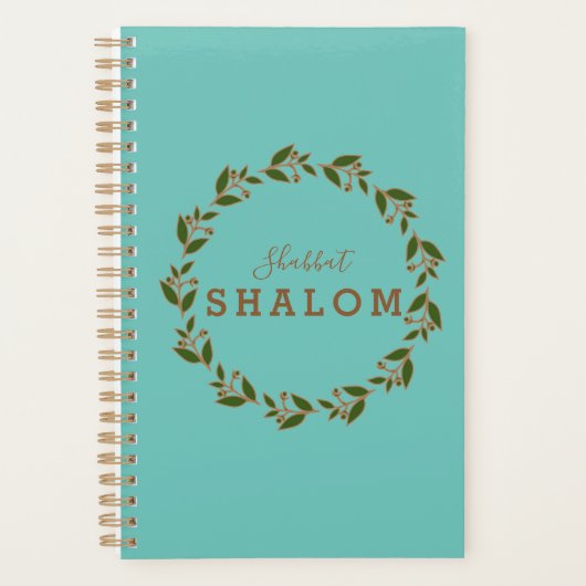 Planner Shabbat Shalom Green Brown Wreath (Voorkant)