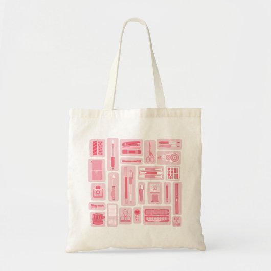 Planner Stationery Pink Tote Bag (Voorkant)
