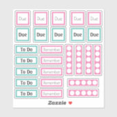 Planner stickers om te doen en te onthouden in roz (Vel)