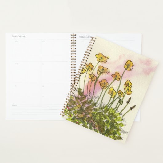 Planner van de tuinman met gele klaprozen (Display)