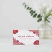 Planner voor Floral Wedding Event Red Lace Hydrang Visitekaartje (Staand voorkant)