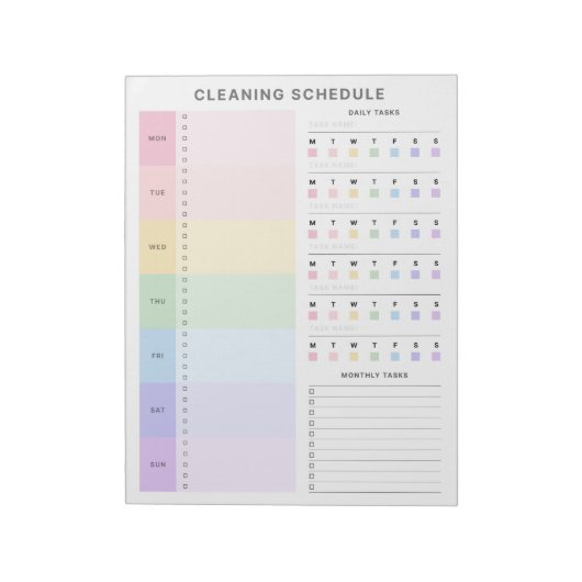 Planner voor reinigingschecklist notitieblok (Gedraaid)